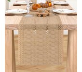 Camino de mesa de encaje bohemio, mantel de 30x160cm, camino de mesa de otoño de arpillera de granja, para decoración de mesa de sala de estar