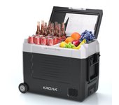Nevera eléctrica de compresor de 55 l, 12/24 v, 230 v, mininevera de coche de doble zona, con ruedas para camping y hogar.