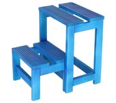 Well home mobiliario & decoración taburete escalera 2 peldaños fabricado en madera, acabado en azul, 32x23x40 cm