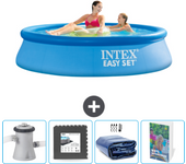 Paquete de piscina - intex - alrededor - 244x244x61 cm + accesorios cb121