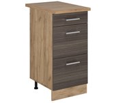 Vicco mueble bajo de cocina r-line, gris noble, 40 cm con cajones, et roble