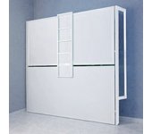 Monarka | litera abatible horizontal, línea metálica juvenil, medida para colchón de 90x180 cm, fondo de 30 cm, modelo klipp. (todo en blanco).