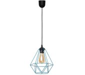 Helam karo lámpara de techo colgante con estructura de alambre negro, turquesa 24cm
