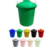 Cubo basura de plástico con tapadera | cubo almacenaje y reciclar | 70 litros (verde)