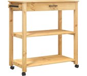 Carrito de cocina，estantería de cocina, carrito de servir monza madera maciza de pino 84x40x90 cm cfw55493