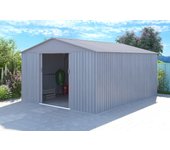 Caseta de jardín metálica - madera envejecida aspecto 1014 - 13,51 m² - gris