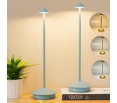 Lámpara de sobremesa led recargable, tres colores y brillo infinitamente variable, ideal para dormitorios o cafeterías (azul)