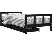 Cama individual | cama para adultos | estructura de cama niños con cajones madera pino negro 90x200cm cfw341773
