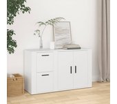 Aparador | aparador de comedor | armario de cocina de madera contrachapada blanco 100x33x59,5 cm cfw94117