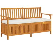 Banco de jardín muebles de exterior terraza de almacenamiento con cojín 148 cm madera maciza de acacia 02_0011798