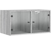 Mueble de almacenaje | mueble de pared puertas de vidrio gris sonoma 68,5x37x35 cm cfw730103