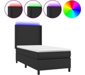 Somier de láminas con colchón led negro 90x190 cm polipiel