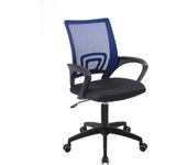 Silla de oficina ergonómica giratoria, altura ajustable, asiento de malla, soporte lumbar, ruedas suaves flag-e (negro azul)