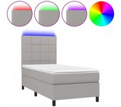 Somier de láminas con colchón y led gris claro 90x200cm