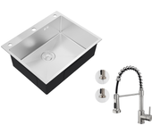 Auralum max fregadero cocina empotrado,1 bandeja,60*49*20cm, fregadero 1 cubo,acero inoxidable 304,silver+grifo cocina con ducha extensible,cepillado