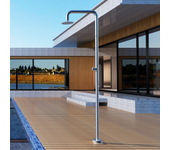Imex - ducha piscina exterior acero s.316 | ducha terraza exterior con rociador redondo 250mm | outdoor shower para jardin | serie oregon acero