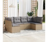 Juego de sofás jardín con cojines 6 piezas | conjunto de jardín de ocio | set de comedor de jardín ratán sintético beige cfw647730