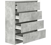 Aparador | aparador de comedor | armario de cocina de madera de ingeniería gris hormigón 80x35x99 cm cfw47704