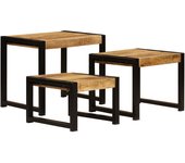 3 piezas mesas apilables | mesita auxiliar | mesa de café madera maciza de mango cfw67300