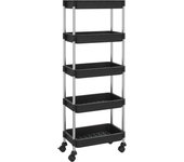 Carrito de cocina，estantería de cocina, carrito de servir 5 niveles hierro y abs negro 42x29x128 cm cfw77237