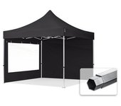 3x3 m carpa plegable, professional aluminio 40mm, 2 laterales con ventanas panorámicas, negro
