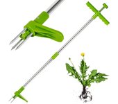 Desbrozadora manual de acero, herramienta de jardinería verde, ideal para cortar césped y maleza en zonas difíciles de alcanzar.