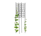 Relaxdays tutores para plantas, set de 3, 124x14,5 cm, ayuda para trepadoras, independiente, para unir, plástico, negro
