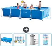Paquete de piscina - intex - rectángulo - 450x220x84 cm + accesorios a244