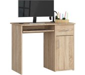 Escritorio: un cajón, 1 puerta, 3 estantes, roble sonoma, 90 cm, alto: 74 cm, fondo: 50 cm,