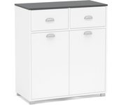 Mueble auxiliar de cocina bajo 2 puertas 2 cajones - blanco y gris grafito - ancho: 80 cm x fondo: 40 cm x alto: 90 cm (1395)