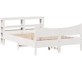 Estructura de cama con cabecero madera pino blanco 135x190 cm