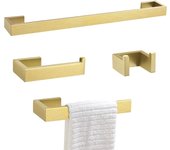 Juego de 4 piezas, accesorios de baño dorados, toallero, portarrollos de papel higiénico, perchero