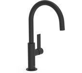 Tres 21190501nm project-tres grifo monomando caño alto con maneta lateral para lavabo color negro mate