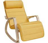 Mecedora acolchada ajustable con reposapiés, patas de ángulo 5 grados, carga 150 kg, amarillo