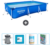 Paquete de piscina - bestway - rectángulo - 300x201x66 cm + accesorios cb93