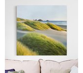 Lienzo cuadro en lienzo bastidor impresion en lienzo verde botánica gramíneas paisaje playa mar dunas de arena 84 dormitorio 40 x 40 cm
