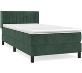 Cama con somier tapizado y colchón de terciopelo verde oscuro 90x190 cm