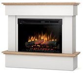 Tormes - chimenea led eléctrica independiente - 26' - blanco mate / roble claro - 108 x 93 x 33.5