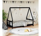 Vidaxl estructura de cama para niños madera de pino negro 80x160 cm