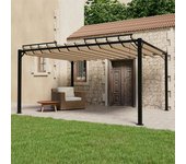 Cenador con techo de lamas 3x4 m taupe tela y aluminio