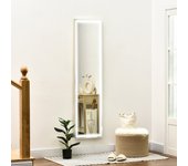 Espejo de pared con led 2 en 1, espejo de pie, espejo de cuerpo entero, marco de aluminio para iluminación de dormitorio, plateado y dorado.