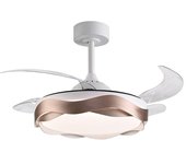 Ventilador dc ondas cobre, 4 aspas retráctiles, 72w led 3000|4000|6000k