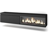 Amueblate online, mueble tv, televisión, muebles de salón, almacenaje,para tv hasta 80, chimenea eléctrica, colgado, suspendido, negro