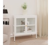 Aparador | aparador de comedor | armario de cocina de acero y vidrio blanco 70x35x70 cm cfw43944