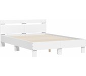 Cama matrimonial | cama para adultos | estructura cama con cabecero madera ingeniería blanco 135x190cm cfw794653