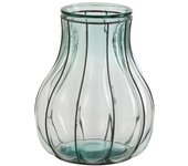 Jarrón de vidrio y metal azul l24*l24*h30cm