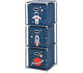 Estantería infantil astronauta 3 cajas de tela azul 102x35x35 cm