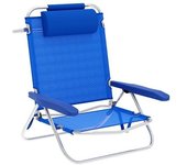 Marbueno silla plegable 5 posiciones aluminio con cojin azul playa y piscina 61x68x82 cm 1