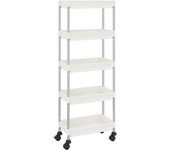 Carrito de cocina，estantería de cocina, carrito de servir 5 niveles hierro y abs blanco 42x29x128 cm cfw88686