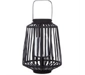 Farol de mimbre y cristal para velas de 12cm - negro - silumen